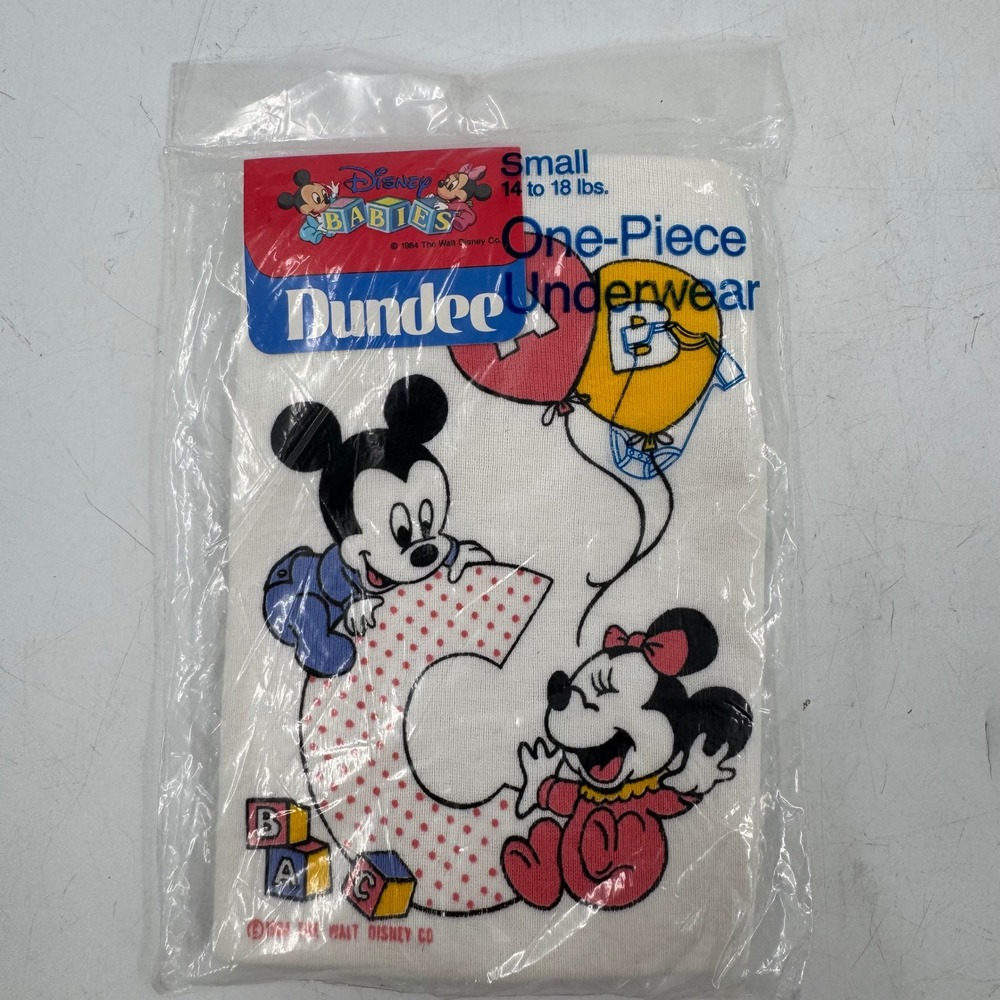 Disney‎ Babies Mickey Minnie Mouse Dundee Small 14-18 lbs One-Piece Vintage 1984